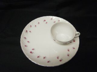 Vintage YAMAKA Royal M China Snack Plate Rose Japan Set of 4 cups & plates 3