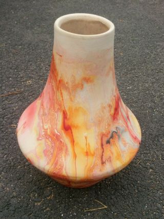 Vintage Nemadji Pottery Flame Style Vase 8 ½ Inches