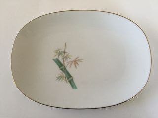 Noritake China 6341 Oriental Green Bamboo & Gold - 11 " Oval Serving Platter