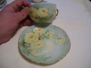 Antique Haviland France Yellow Rose Cup Saucer
