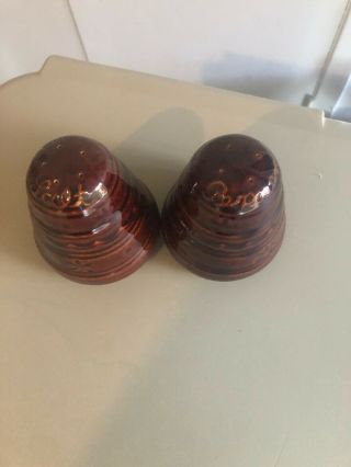 Marcrest Brown Stoneware Daisy And Dot Salt And Pepper Shakers