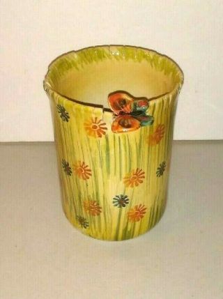 Italica Ars Hand - Painted Pottery Made In Italy Vase Crock Butterfly Retro
