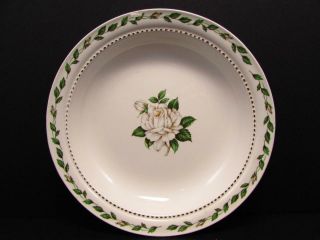 Cameo Rose By Hall 7 - 3/8 " Salad Plate White Rose And Buds Gold Dots B149