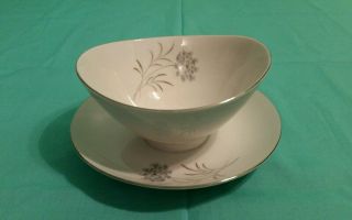 Vintage Narumi Fine China Gravy Boat With Attached Plate Harriet Pattern