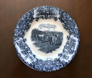 Wedgwood Cows And Cattle (flow Blue) 10 " Dinner Plate - C1891 - 1921
