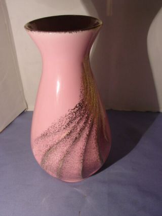 Vintage Mid Century Modern California Originals Pottery Pink & Gold Vase 3