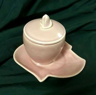 Red Wing Pottery - Luster Mazarin Pink Rose Sugar Bowl Or Jam Jar 4 1/2 " Tall