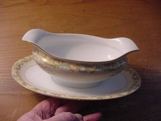 Vintage Noritake Gramatan Gravy Boat with Attached Underplate 2