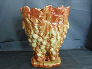 Vtg Mccoy Grapes 9 " Collector Vase Planter Art Deco 1930 - 40 