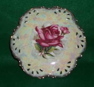 Vintage Trimont Ware Floral Rose Porcelain Bowl Lusterware W/ Gold Trim Japan