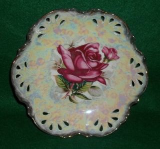 Vintage Trimont Ware Floral Rose Porcelain Bowl Lusterware w/ Gold Trim Japan 3