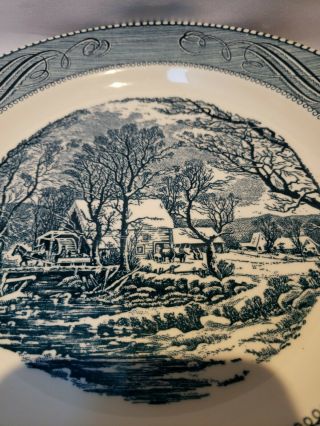 Royal China Currier and Ives Blue Set of two Dinner Plates 