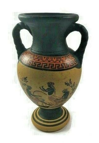 Muse Playing Lyre Amphora Vase Ancient Greek Pottery.