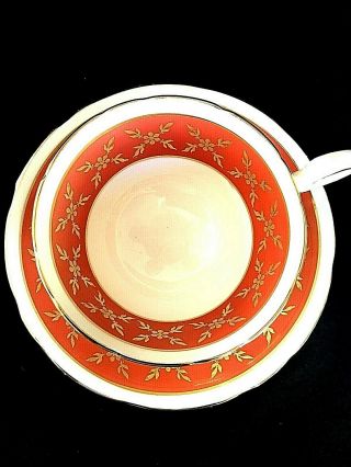 English Teacup and Saucer by Aynsley/ Coral and Gold British Bone China 2
