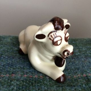 Vintage Rio Hondo Cow Bull California Pottery Figurine Cream Brown
