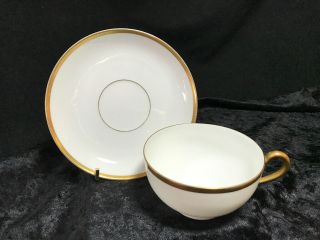 Bavaria China Baronial Flat Bouillon Cup & Saucer By Paul Muller