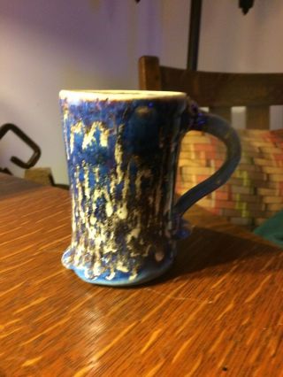 Studio Hand Crafted Drip Glaze Art Pottery Mug W/thumb Rest - Signed