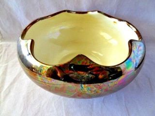 Vintage Pearl China Co. ,  Candy Dish,  Lusterware,  22k Gold Trim,  Scalloped Edging
