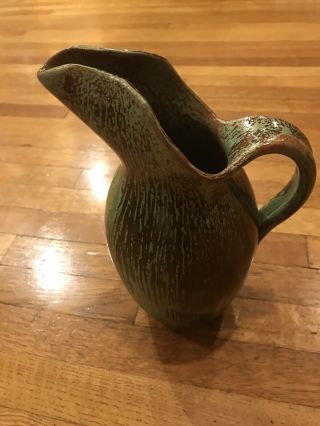 A.  R.  Cole Sanford North Carolina Art Pottery Green Brown Water Pitcher