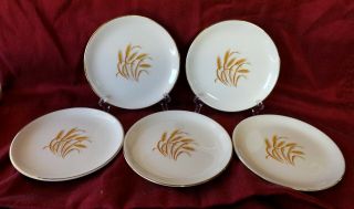 Set Of 5 Vintage Homer Laughlin Golden Wheat 6 " Bread Plates