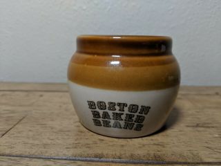 Vintage? Small Stoneware 3 - 1/4 " Mini Crock Bean Pot Boston Baked Beans