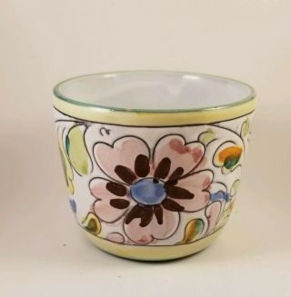Vintage Hand Painted Italian Flower Planter,  Ceramic Pot,  Made In Italy