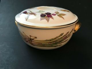 Royal Worcester Evesham Gold 6 1/2 " Round Covered Serving Bowl With Lid England