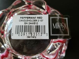 MIKASA Peppermint Red Swirl Candy Dish/Votive Candle Holder SET of 2 3