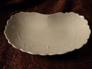 Vintage O & E G Royal Austria Porcelain Bone Dish 3 " X 6 " White Ironstone