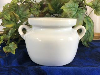 Vintage Mccoy Usa Pottery Off White Dripware Bean Pot Jar Double Handled 0189