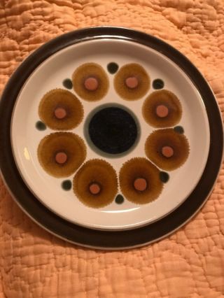 Vintage Plate Style House Stoneware Salad Dessert Small Brown Circles Japan
