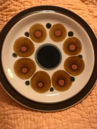 Vintage Plate Style House Stoneware Salad Dessert Small Brown circles Japan 2