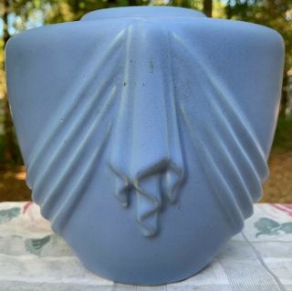 Vintage Blue Weller Pottery Art Deco Vase,  Draped Style Dramatic