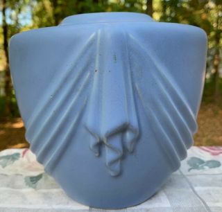 Vintage Blue Weller Pottery Art Deco Vase,  Draped Style DRAMATIC 2