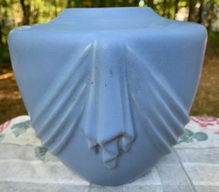 Vintage Blue Weller Pottery Art Deco Vase,  Draped Style DRAMATIC 3