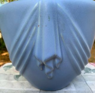 Vintage Blue Weller Pottery Art Deco Vase,  Draped Style DRAMATIC 4