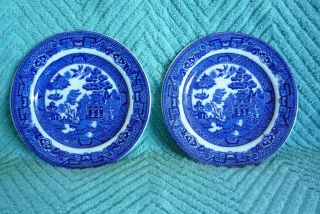 2 Allertons England Blue Willow Bread And Butter Plates