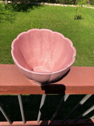 Vintage Red Wing Pottery Flower Pot M - 1610 Pink Speckled Glaze 2