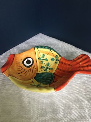 Hand Painted Fish Plate By Desuir Vietri Made In Italy 10 1/2 " Beach Lake Decor