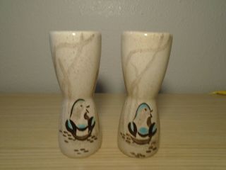 Two (2) Big 60s Red Wing Pottery Bob White Salt/pepper Shakers