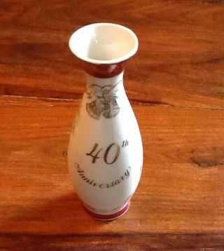 Porcelain Bud Vase 40th Anniversary Hand Painted Japan Gold Accents