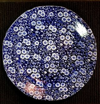 Staffordshire China Calico Blue Pattern Crownford Stamp Dinner Plate - 10 - 3/8 "