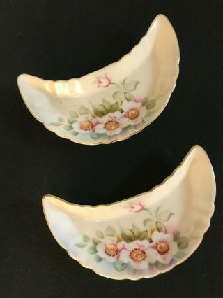 Set Of 2 Vintage Hand Painted Porcelain Bone Dishes,  Lefton China,  Magnolia