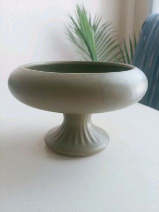 Mccoy Floraline Pottery 430 Matte Green Pedestal Planter Vase Mid Century