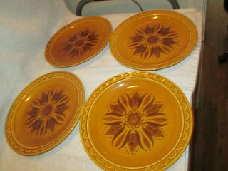 Vintage Homer Laughlin Golden Harvest 4 Dinner Plates 10 " Across 1 W/abrasion