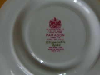 Paragon Elizabeth Rose Fine Bone China Tea cup and Saucer 2