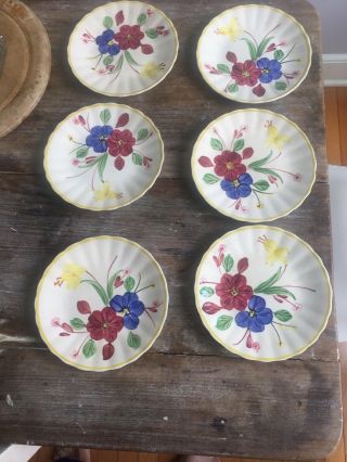 6 Blue Ridge Handpainted Southern Potteries Bread & Butter Plates Dishes Sarepta