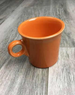 Vintage Fiesta Ware Coffee Mug Tangerine Orange Ring Tom And Jerry Handle Homer