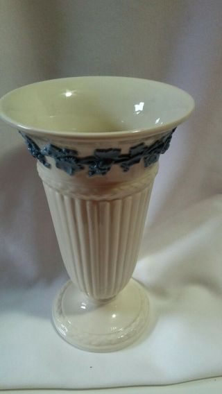 Wedgwood Of Etruria & Barlaston Embossed Queens Ware Vase Made In England