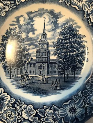 LIBERTY BLUE SET OF 2 DINNER PLATES Independence Hall STAFFORDSHIRE England 2